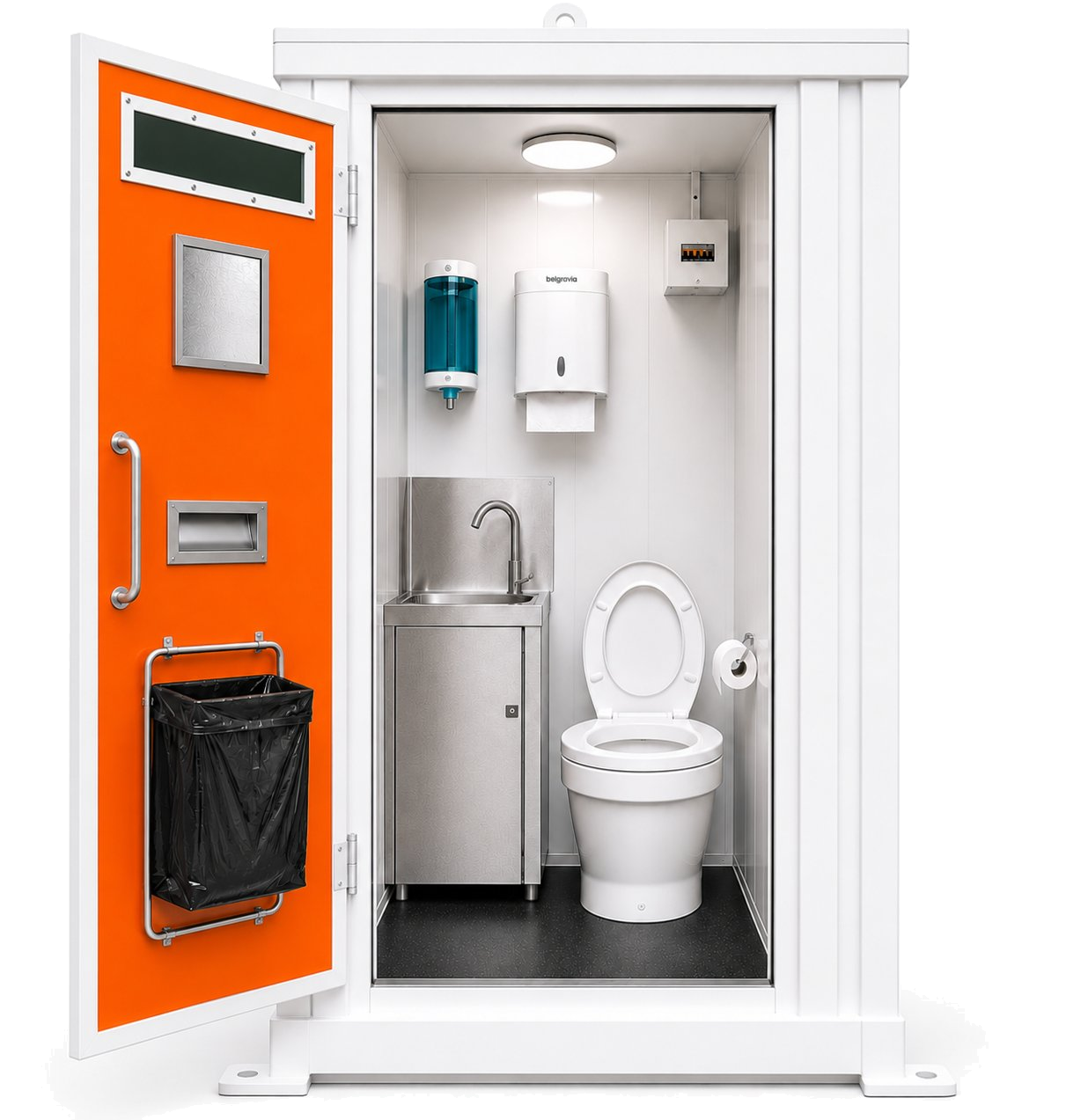 THUNDERBOX Offshore interior — WC, basin, dispensers